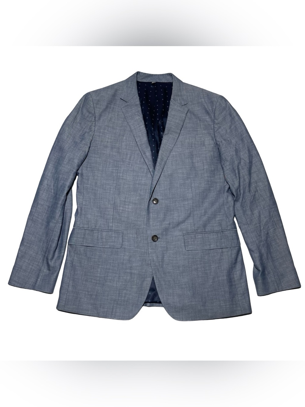 BONOBOS Chambray Blue Cotton Sport Coat Blazer Men’s Size 42R Slim Fit Modern